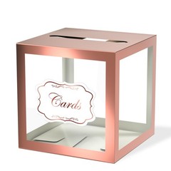 Rose Gold Clear Window Cards Box, Cards Receiving Box For Birthday, Wedding, …