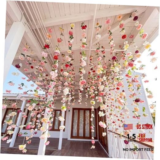 Suncalla 12 Pcs 70.8 ft Wildflower Garland Pre Strung Multi Color Blossom
