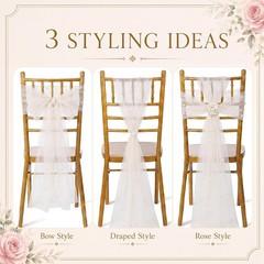 Vintage Chair Sashes Embroidered Boho Bows Rustic Floral Ties for Wedding Bridal