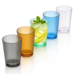 5 PCS Colored Plastic Drinking Glasses, Reusable Acrylic Drinking 5 Colors