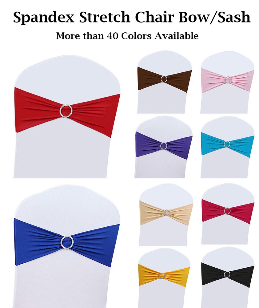 100 Spandex Stretch Chair Cover Sashes Bows Wedding Party Decoration – FREE SHIP