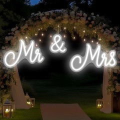 Kittmip Mr and Mrs Neon Sign for Wedding 36.81 x 10.24 Inch Neon Light LED