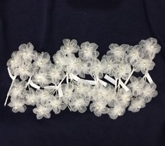 36 Flower Bridal Organza w/Pearls Flowers.3 Flower x12 /per bag.Pick Your Color!