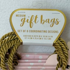 Bridesmaid Gift Bags Set of 6 Pink Polka Dot Bridal Shower Wedding Favor