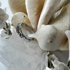 VTG Coast Novelties Spun Cotton Doves Wedding Cake Topper 2 Doves Bell 9″
