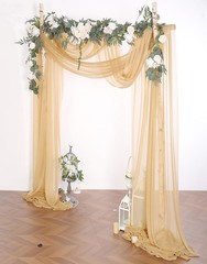 2 Panels 18Ft Sheer Wedding Arch Drapes, Slightly Shimmery Draping Fabric for…