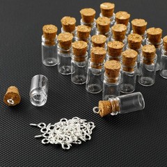 Yungyan 50 Pieces Small Mini Glass Bottles Jars with Cork Stoppers 2ml, Clear