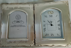 40 Wedding anniversary photo frame and clock ,engraved name JO & NICK BY THINGS