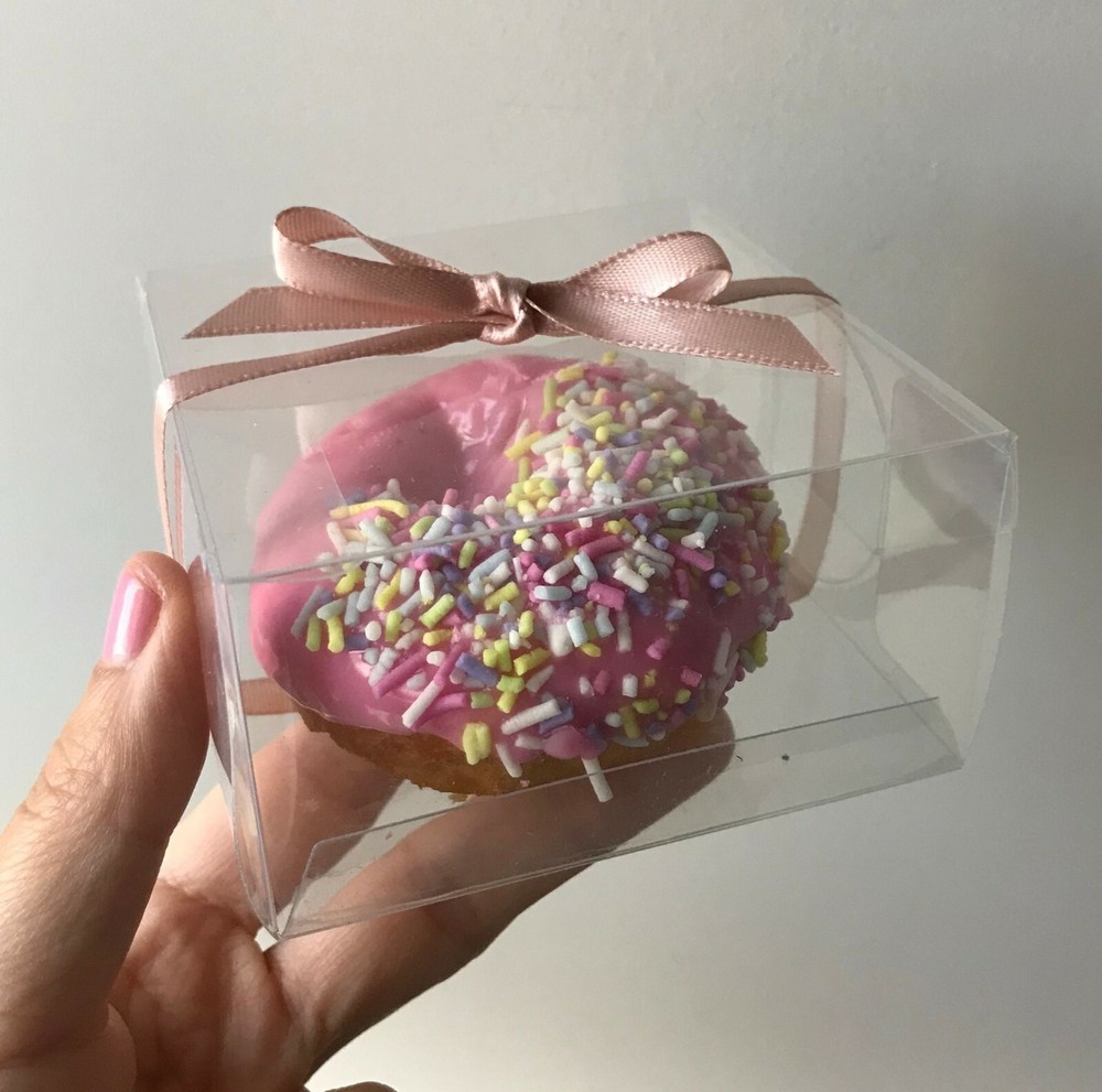 50x Clear Donut Favor Boxes Wedding Birthday Party Give Away Gift Box for Guests