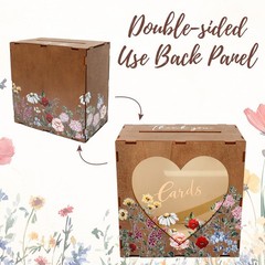 Spring Brown Wedding Card Box for Reception with Heart Acrylic Window Summer Vi