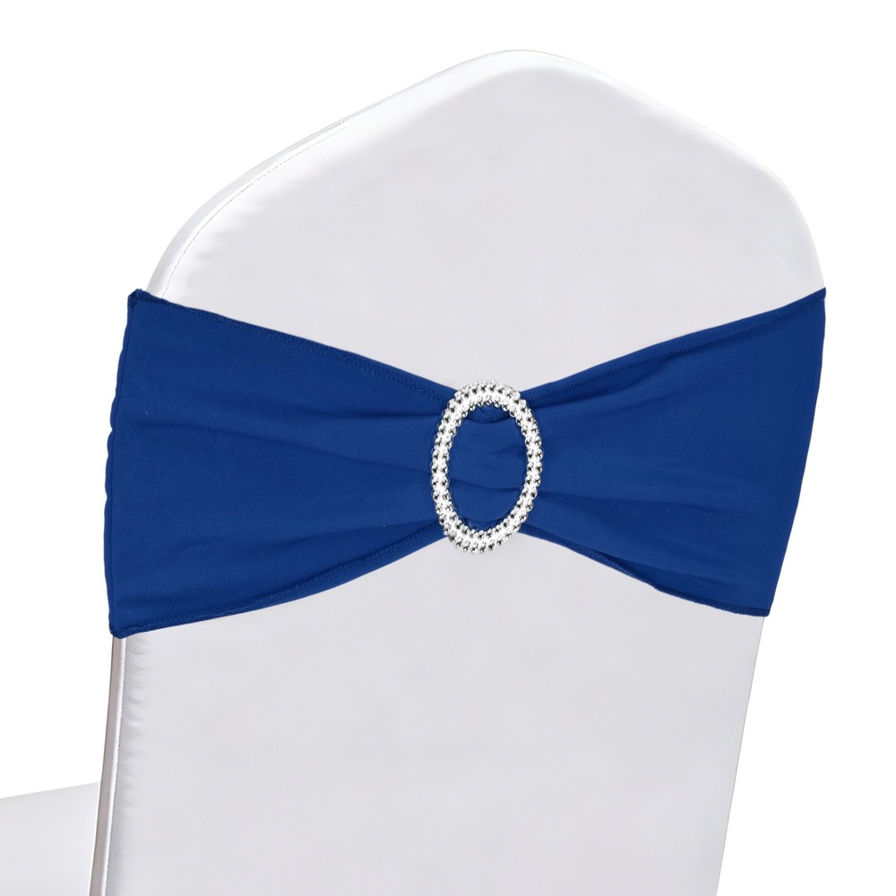 12Pcs Chair Sashes with Buckle Slider Stretch Spandex Chair Bows Cover, Sapphire