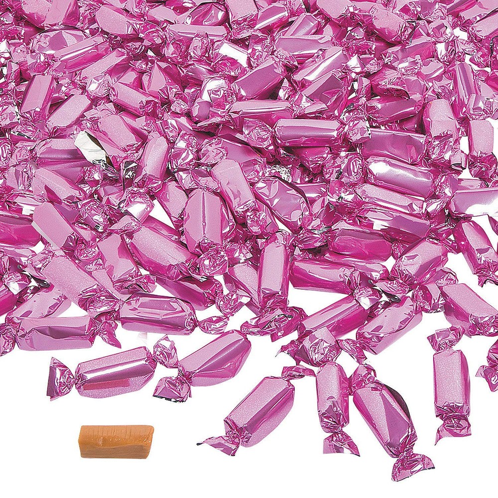 Fun Express – Hot Pink Foil Wrapped Caramels (2lbs) for Wedding – Medium