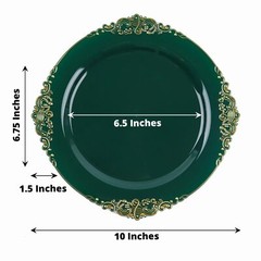 10 Round 10″ Plastic Salad Dinner Plates Embossed Baroque Rim Party Decorations