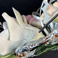 Vintage Porcelain Flowers on Wire Wedding Corsage Pink Handcrafted Unique