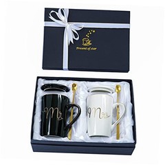 Mr and Mrs Coffee Mugs Set – Unique Wedding Gifts For Bride and Groom Black&W