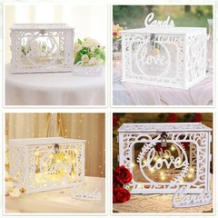 White PVC Storage for Wedding, 12.0 x 9.3 x 8.5 inches, Holds 300+ Cards, Wat…
