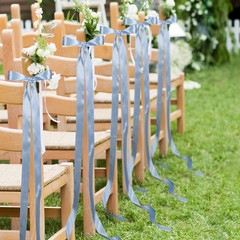 Dusty Blue 24 Pcs Wedding Bows Aisle Decorations Satin Bows for Chairs Decorativ