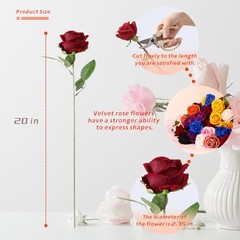 12 Pcs Artificial Rose Flowers Silk Roses with Long Stems, Realistic Dark Red