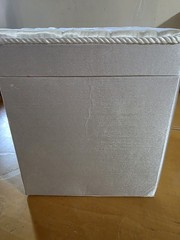 White Satin Wedding Card Box Memory Keepsake Holder Pearl Tufted Lid