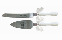 Personalized Engraved Wedding Cake Knife Server Set, Wedding Table Decor