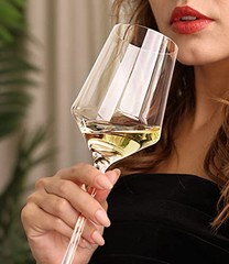 White Wine Glasses Set of 4- Modern Crystal Hand Blown Wine Glass-15 oz,Thin