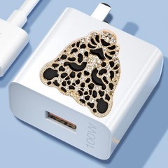 2PCS Leopard Head Animal Rhinestone Patch DIY Car Decorations, Alloy Gold