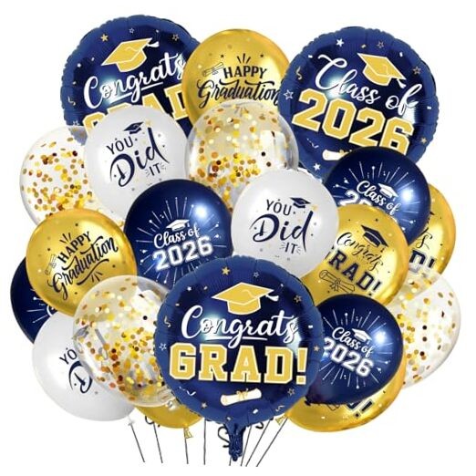 Graduation Balloons Graduation Decorations 2026, 51Pcs Grad Navy Blue and Gold
