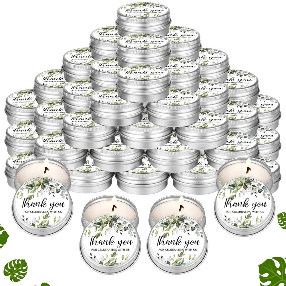 MTLEE 50 Pcs Greenery Wedding Candles Gift Favors for Guests 1 Oz Lavender…