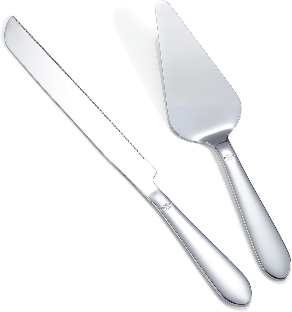 Cake Cutting Set for Wedding, Elegant Cake Knife and Server Set with Thickened S