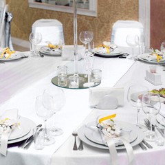 4pc 12″x 108» White Satin Table Runner Long Bright Silk Smooth Wedding Party