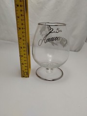 25th Wedding Anniversary Stemmed Glass Large Fishbowl Goblet Silver Design Trim