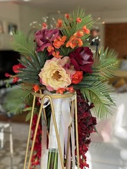 36”L Wedding Bouquet Large Cascade Real Feel Faux Flower Orchid Paradise Red