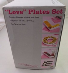 Weddingstar Love Plates Set 4 White Ceramic Candy Dishes Wedding Bridal Shower