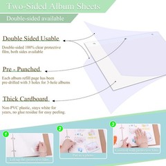 11 x 9 Inch Photo Album Refill Pages,Album Pages for 3 Ring Binder, Self Adhe…