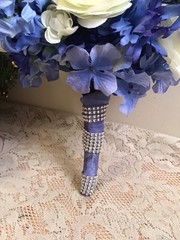 White & Blue Purple Bridal bouquet Wedding Bridesmaid Faux Flower Floral