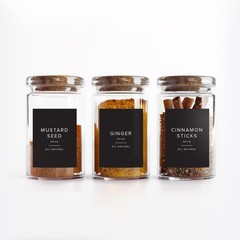 230 Black Spice Labels by ThreeKin | Waterproof & 1 inch in diameter,