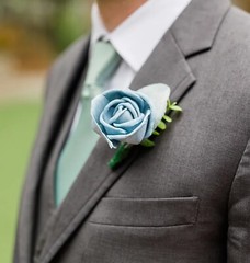 Dusty Blue Sage Navy Sola Wood Succulent Bridal Bouquet White Wedding Flowers