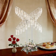 X-shaped Crystal Wedding Flower Stand With Hanging Pendants, Party Decoration