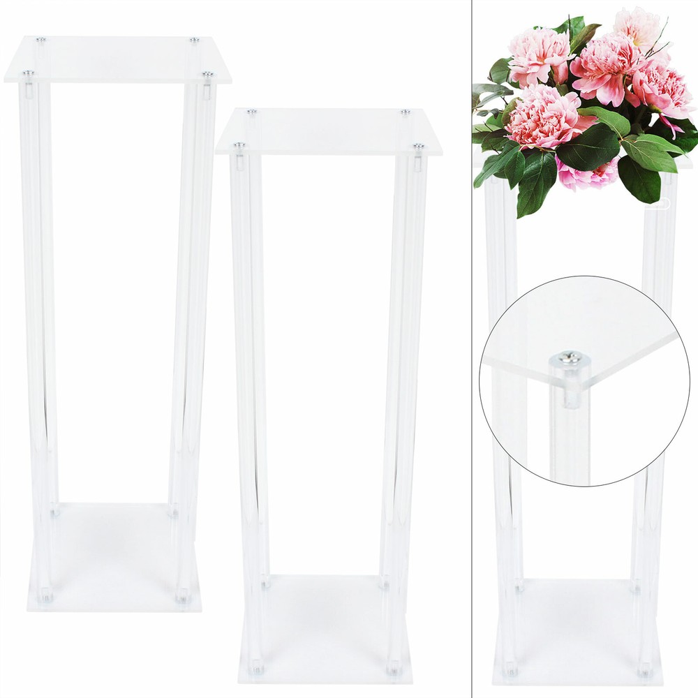 2Pcs Acrylic Flower Stand Column Vase Rack Wedding Centerpieces Tabletop Decor