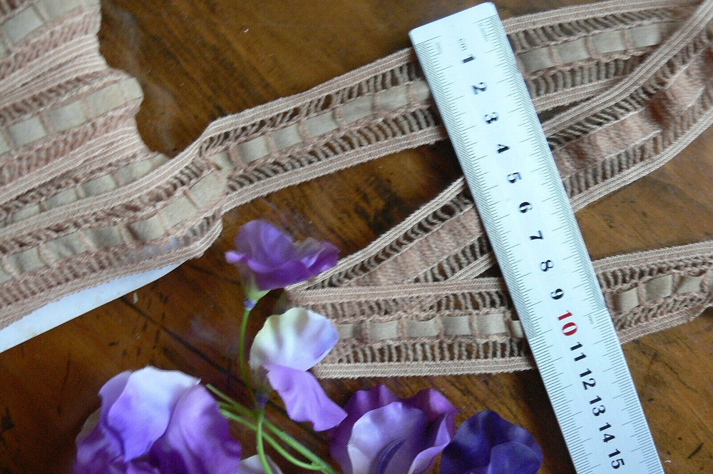 VELVET Threaded Cotton Lace Braid LIGHT BROWN 32mm Wide 4 Metre ch117 SR