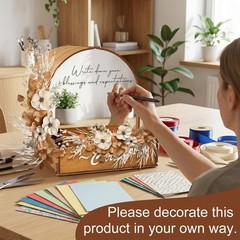 Wooden Wedding Card Box With Mirror Acrylic Gift Money Box Rustic Decor