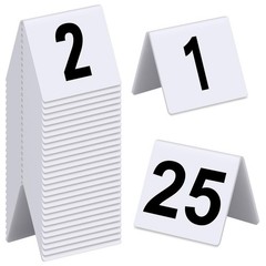 Tuanse Table Numbers 1-25 Acrylic Double 2.5 x 2.17 x 2 inches, White, Black