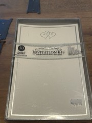 Gartner studios 50 Count Platinum Hearts Wedding Invitation Kit~ Sealed Package