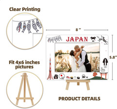 Japan Travel Picture Frame, 4X6 Japan Themed Wooden Frame with Easel Stand for H