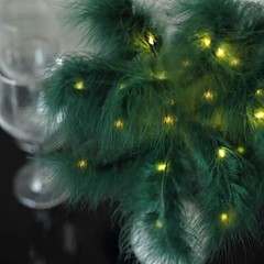 15″ HUNTER GREEN Feather DESK LAMP Decorative LED Light Table Centerpiece Party