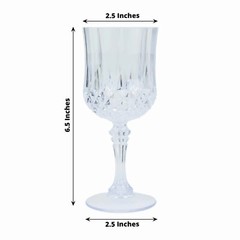 CLEAR 6 Plastic 8 oz Crystal Cut Goblets WINE GLASSES Party Events Decorations