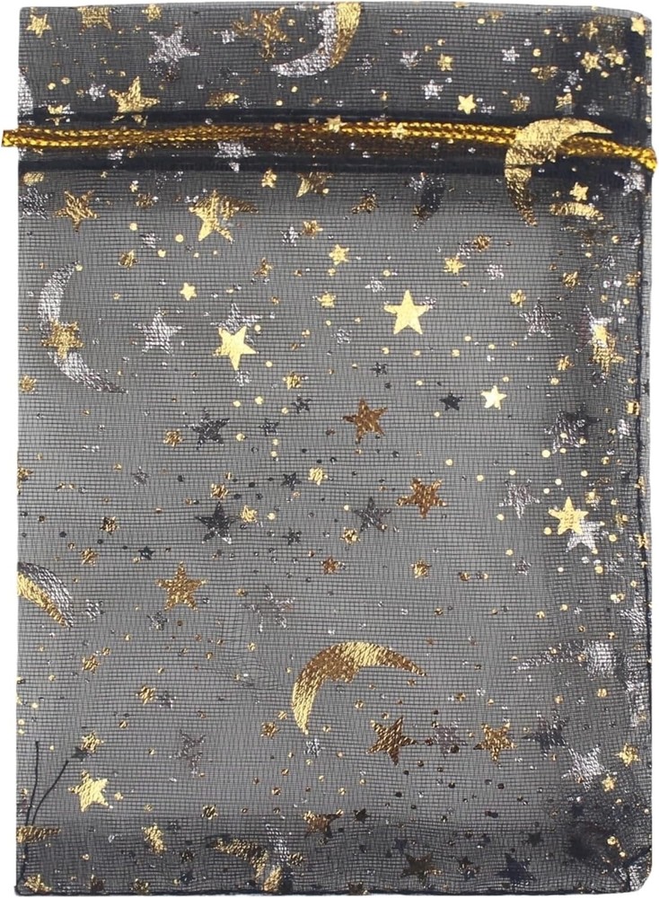 100 Pack 3.5 x 4.7 Inch Moon Star Organza Jewelry Gift Pouch Candies Bag