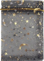 100 Pack 3.5 x 4.7 Inch Moon Star Organza Jewelry Gift Pouch Candies Bag