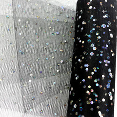 Laser Sequin Glitter Tulle Rolls 6 Inch X 10 Yards (30 Feet) Black Tulle Rolls F