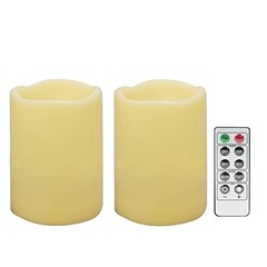 Waterproof Outdoor Battery Operated Flameless Candles Dark Ivory 3″x4″ 2 Pack